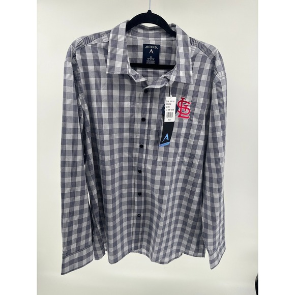 Antigua Other - Antigua Mens XL St Louis‎ Cardinals Plaid Long Sleeve Button Up Shirt MLB